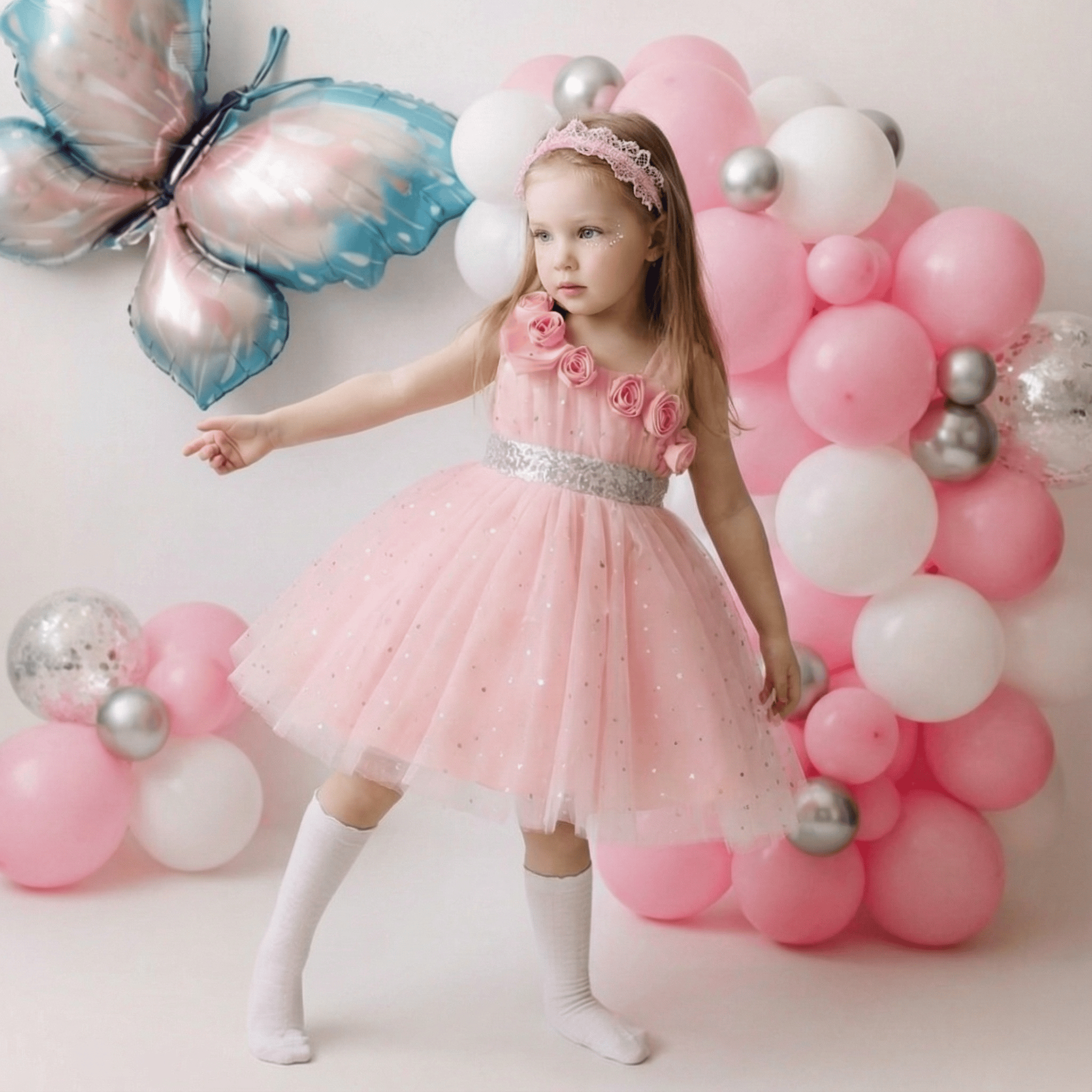 Mesh  Rosette Sleeveless Midi Dresses - image 6