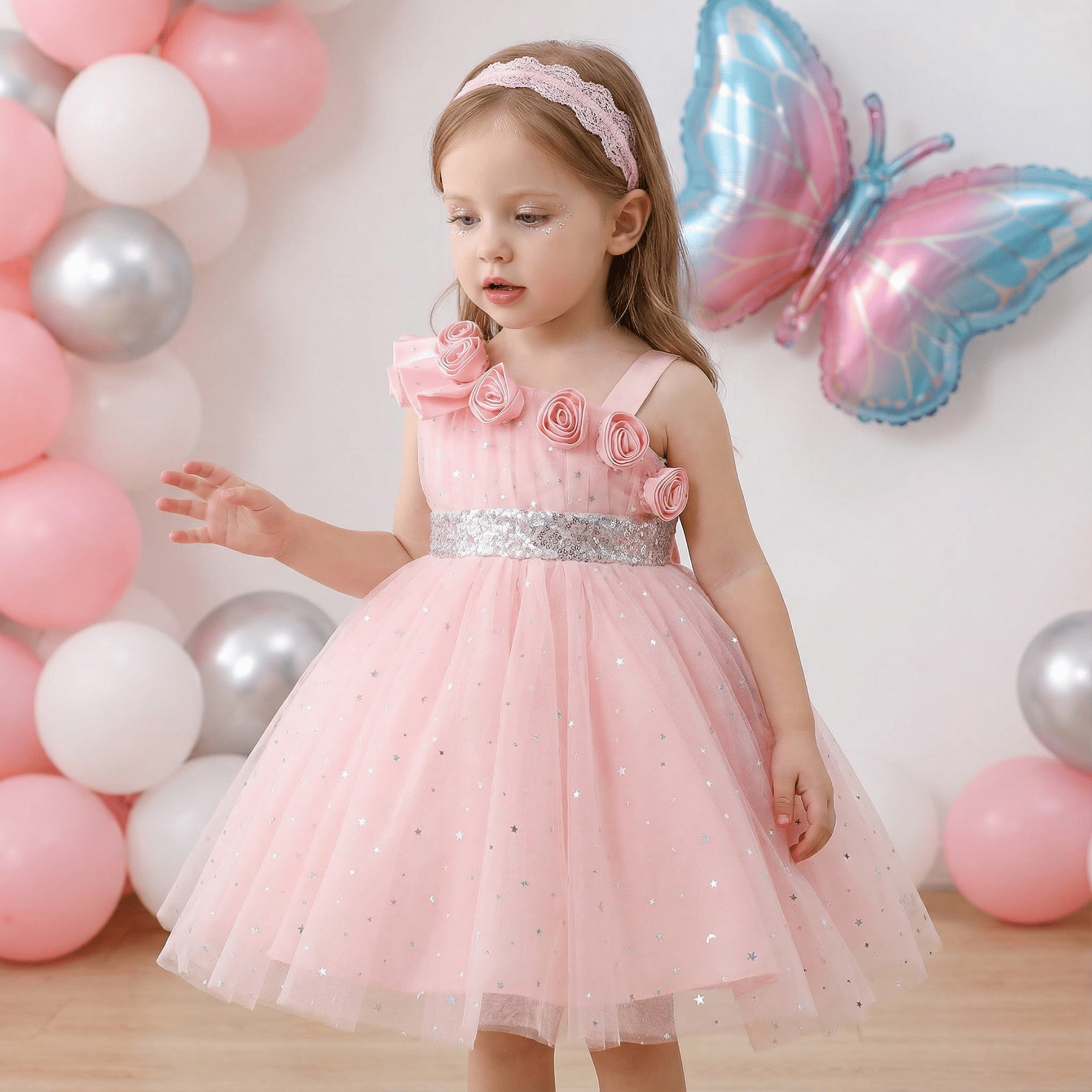 Mesh  Rosette Sleeveless Midi Dresses - image 1