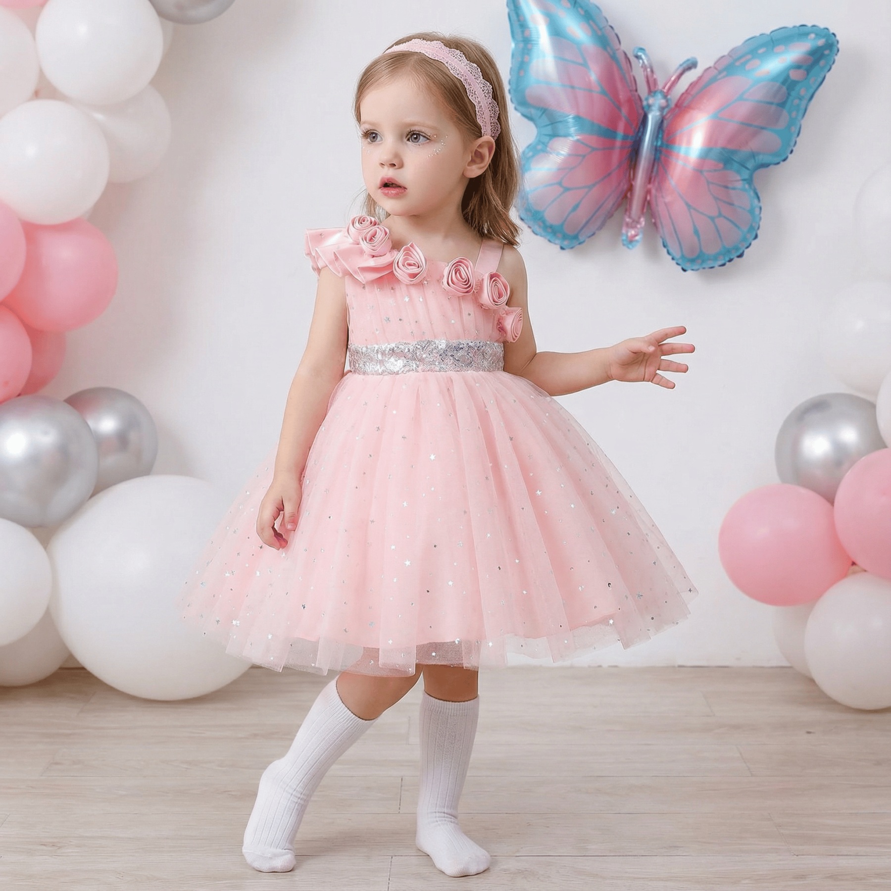 Mesh  Rosette Sleeveless Midi Dresses - image 5