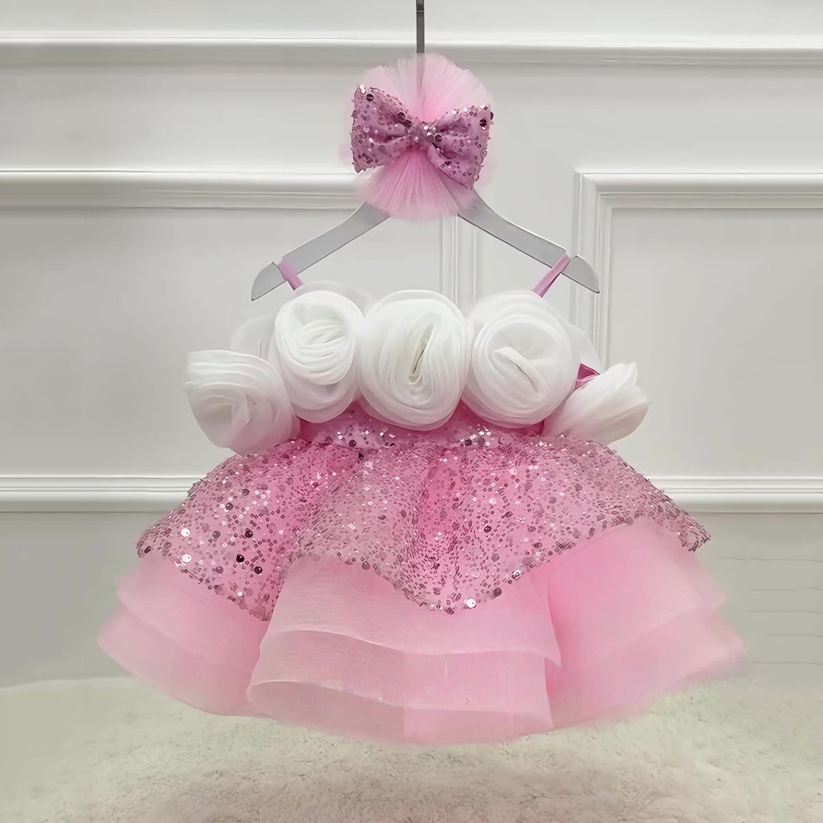 Glitter Rosette Sequins Sleeveless Midi Dresses - image 2