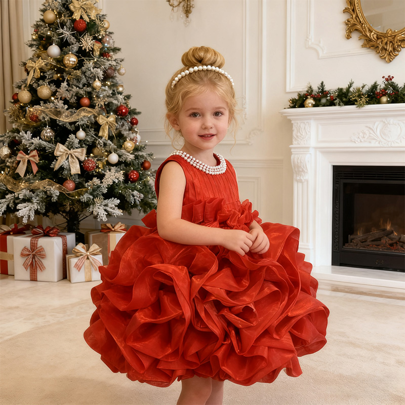 Organza Imitation Pearls Rosette Sleeveless Midi Dresses - image 12