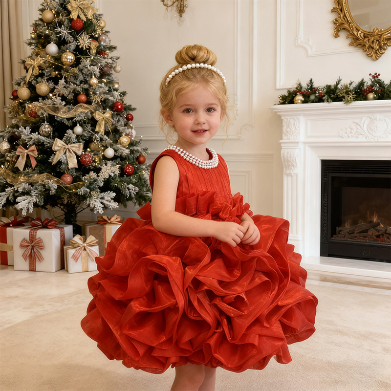 Organza Imitation Pearls Rosette Sleeveless Midi Dresses - image 12