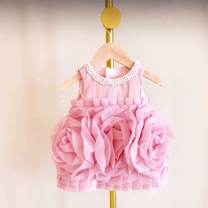 Organza Imitation Pearls Rosette Sleeveless Midi Dresses - Purple - 7Y - image 13