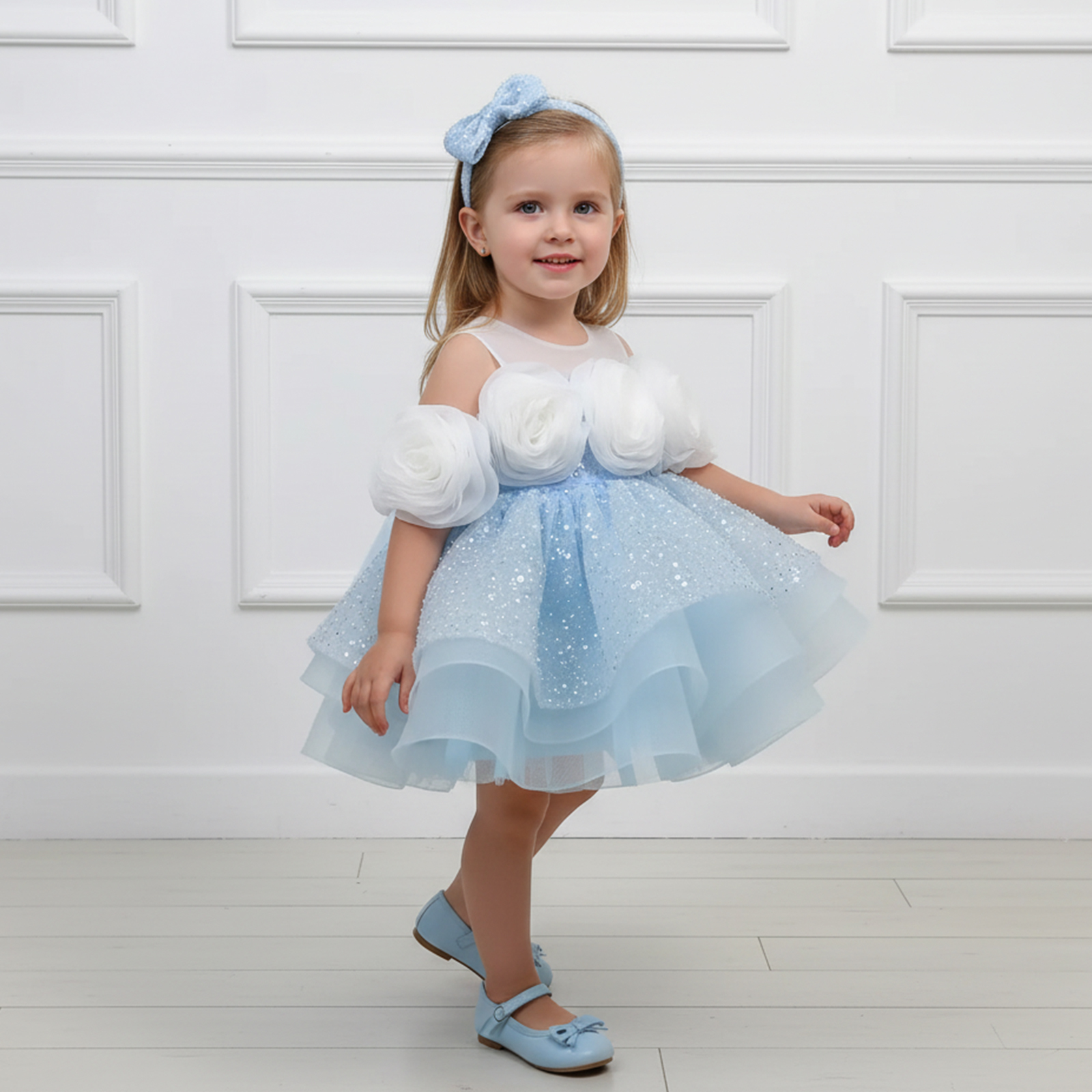 Glitter Rosette Sequins Sleeveless Midi Dresses - image 10