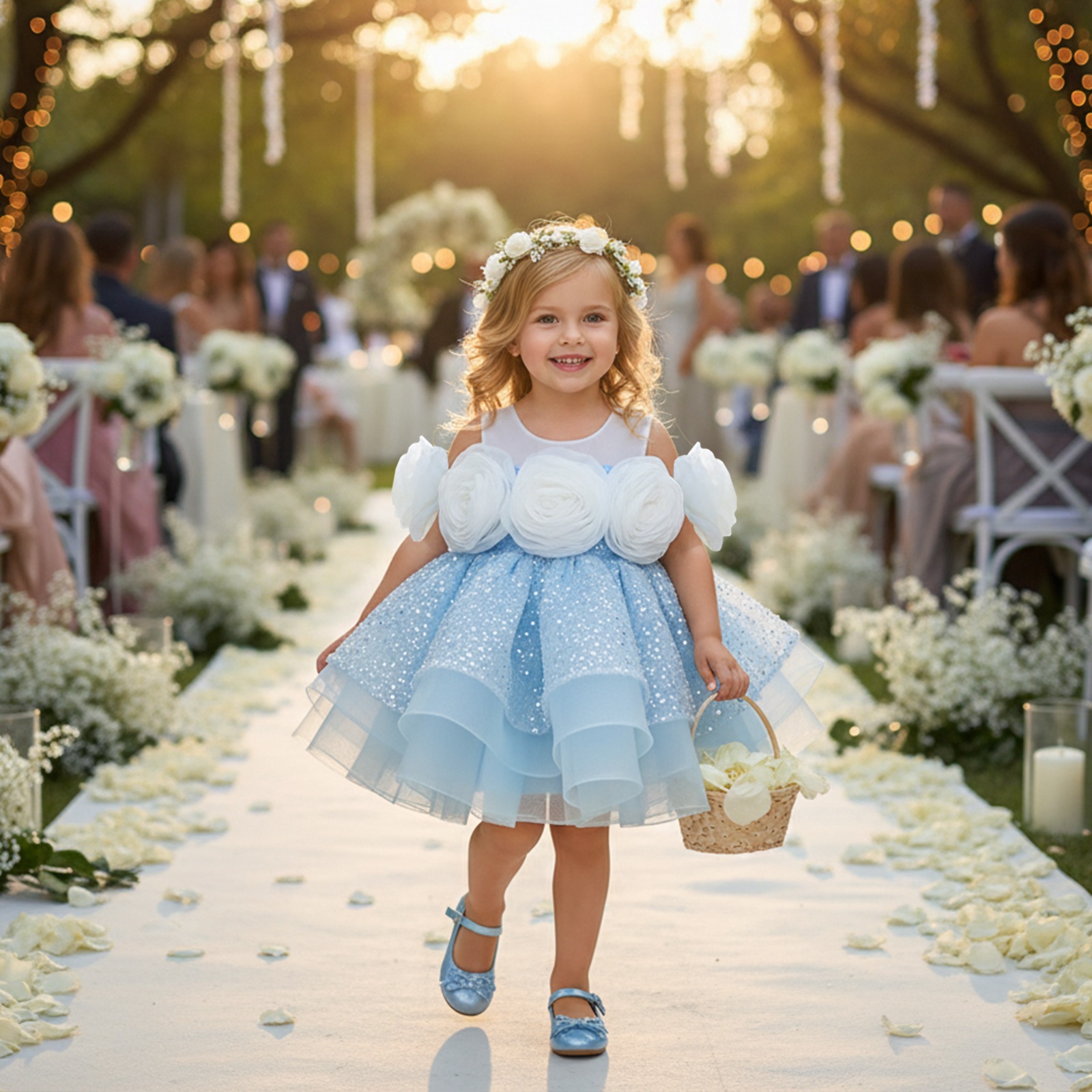 Glitter Rosette Sequins Sleeveless Midi Dresses - image 11