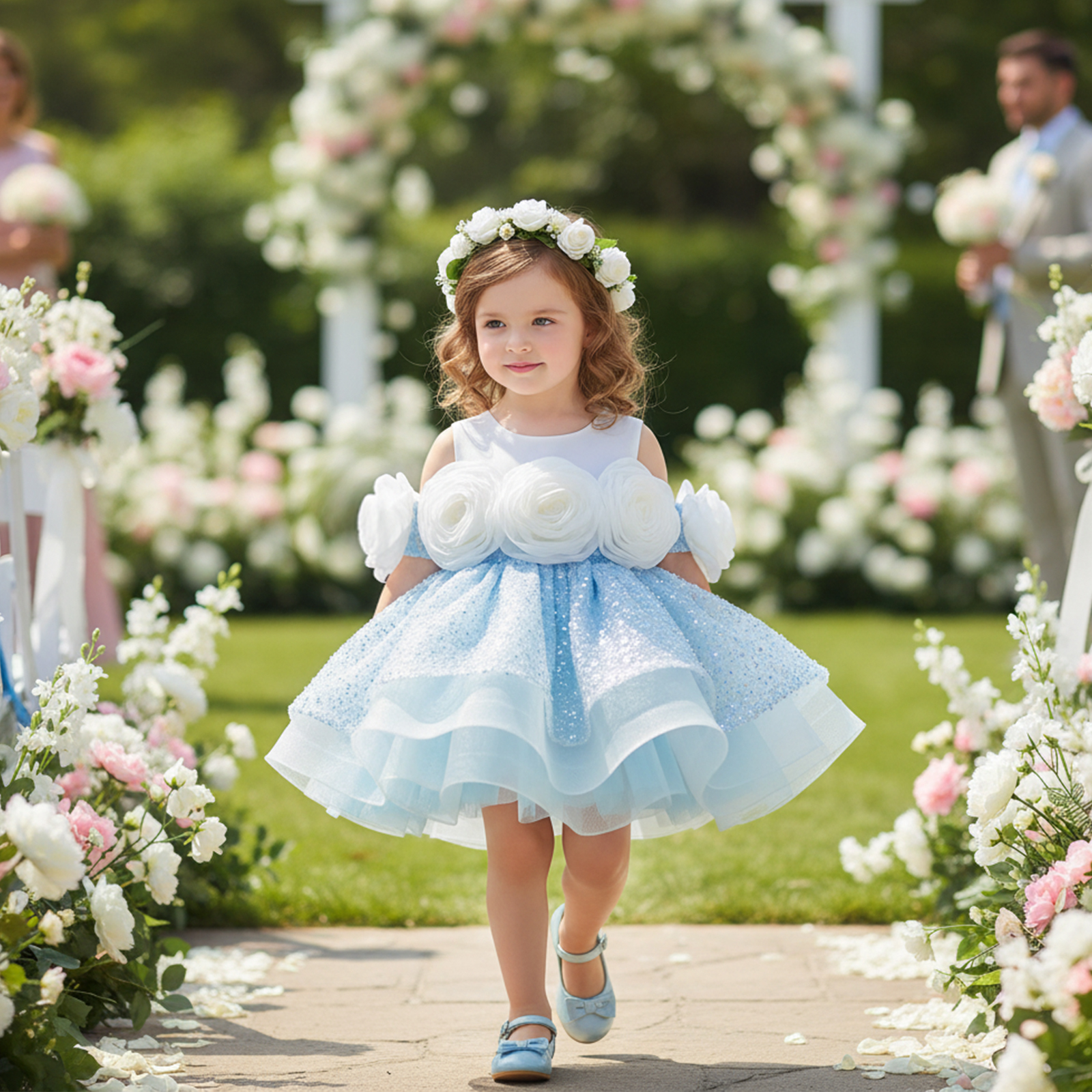 Glitter Rosette Sequins Sleeveless Midi Dresses - image 12