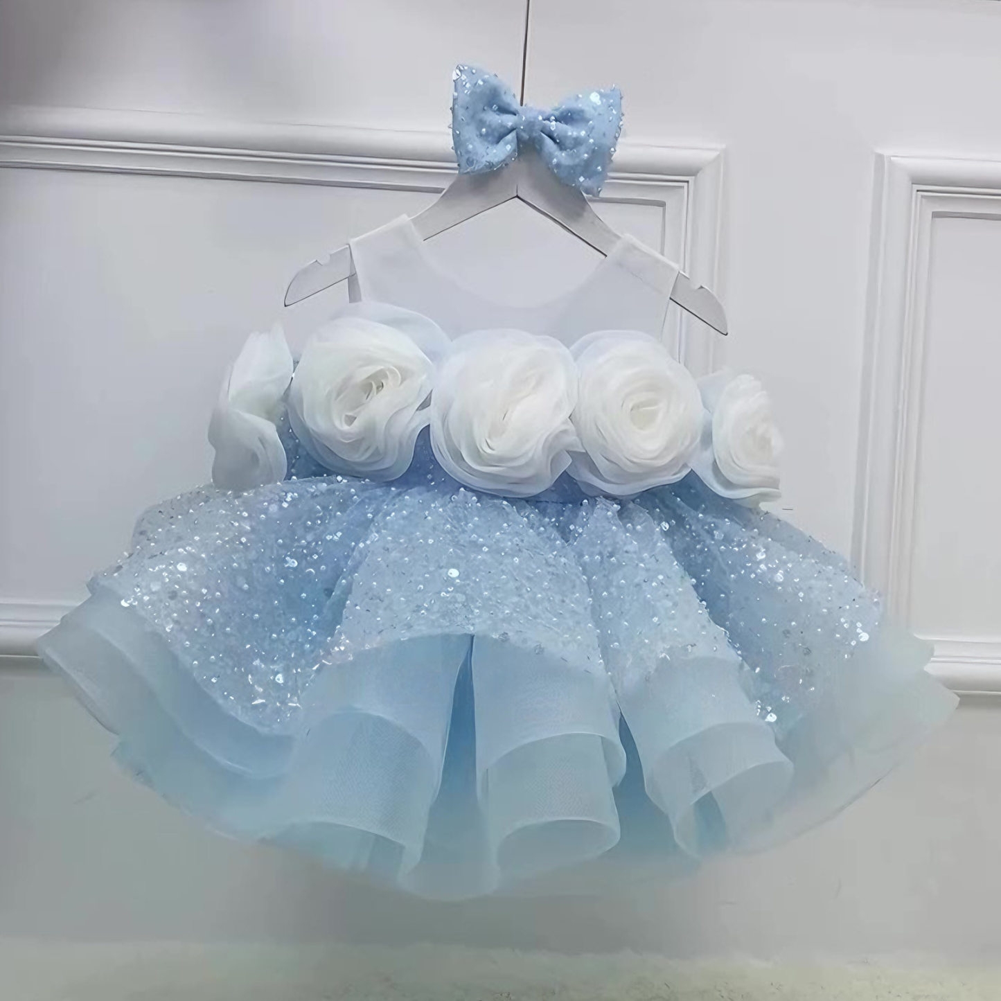 Glitter Rosette Sequins Sleeveless Midi Dresses - image 4