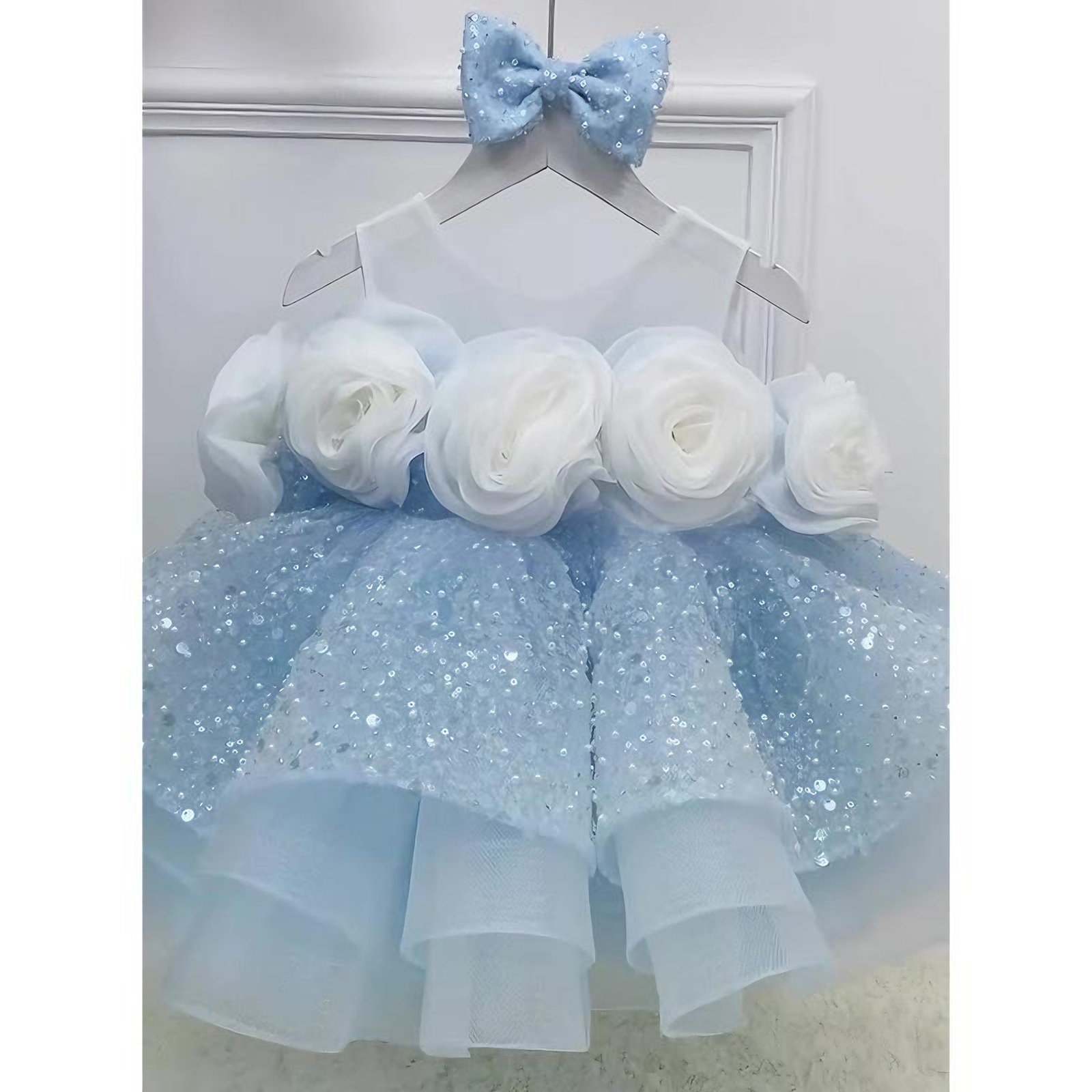 Glitter Rosette Sequins Sleeveless Midi Dresses - image 14