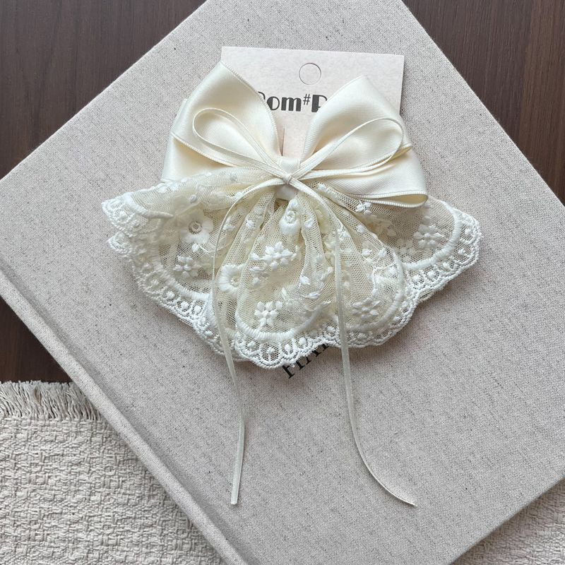 Solid With Bow Barrette - Lace Ribbon Hair Clip - 4-12Y - image 5
