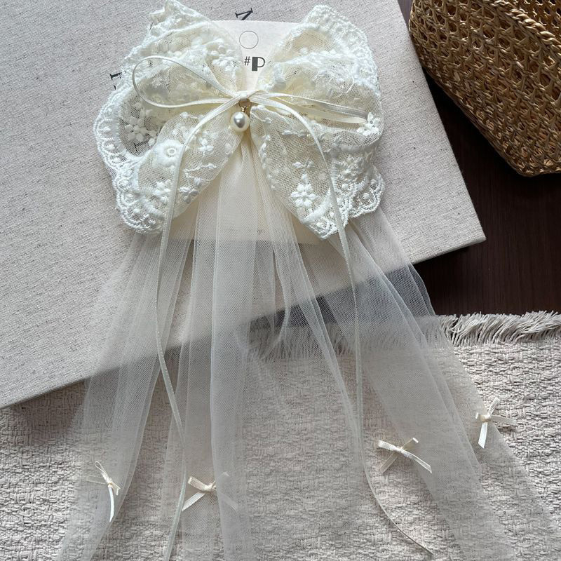 Solid With Bow Barrette - Lace Yarn - 4-12Y - image 6