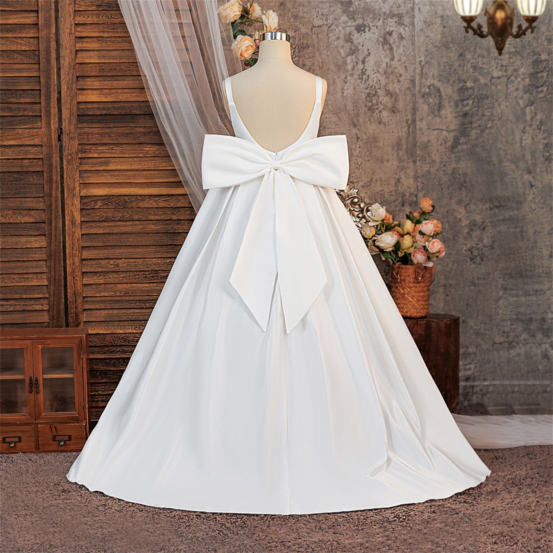 Satin Bow Sleeveless Maxi Dresses - image 12