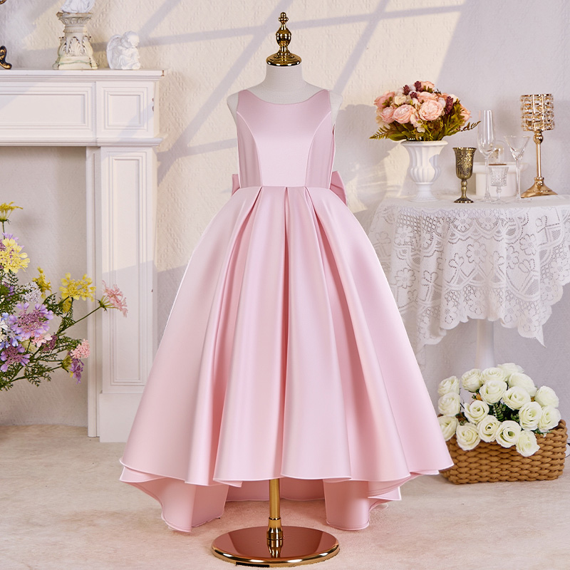 Satin Bow Sleeveless Maxi Dresses - Pink - 15-16Y - image 22