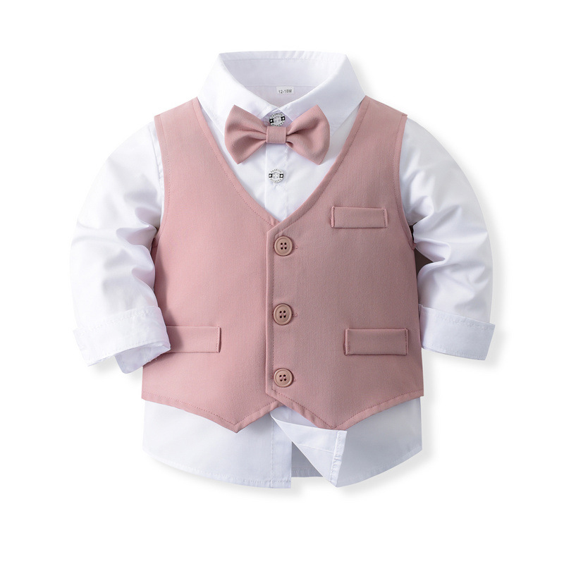 Cotton Bow Overalls Long Sleeve Regular 3-piece Formal Suit - image 6