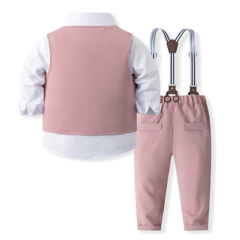 Cotton Bow Overalls Long Sleeve Regular 3-piece Formal Suit - image 5