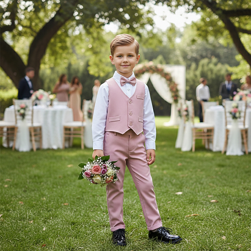 Cotton Bow Overalls Long Sleeve Regular 3-piece Formal Suit - image 2