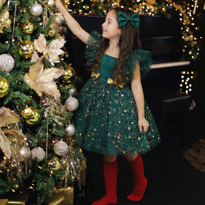 Mesh Bow Cap Sleeve Midi Dresses - image 2