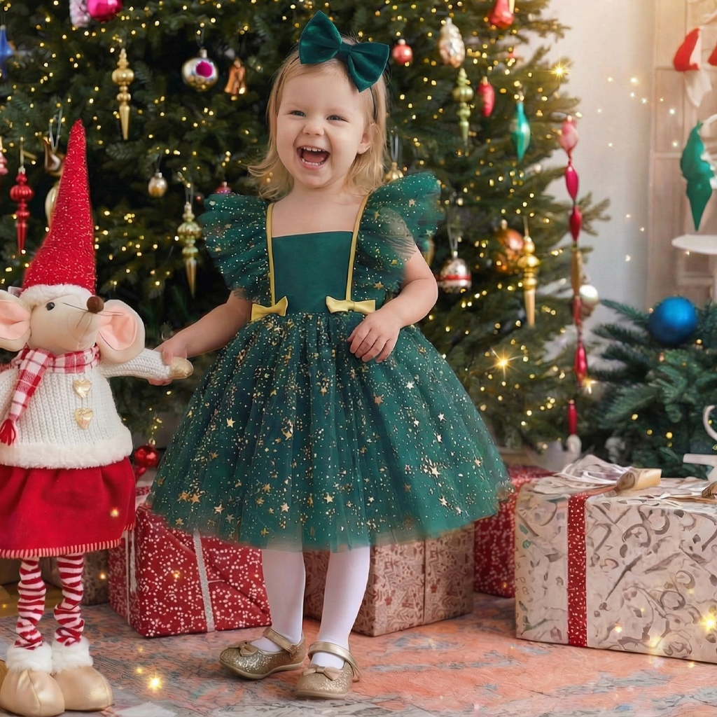 Mesh Bow Cap Sleeve Midi Dresses - image 3