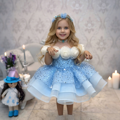 Glitter Rosette Sequins Sleeveless Midi Dresses - image 5