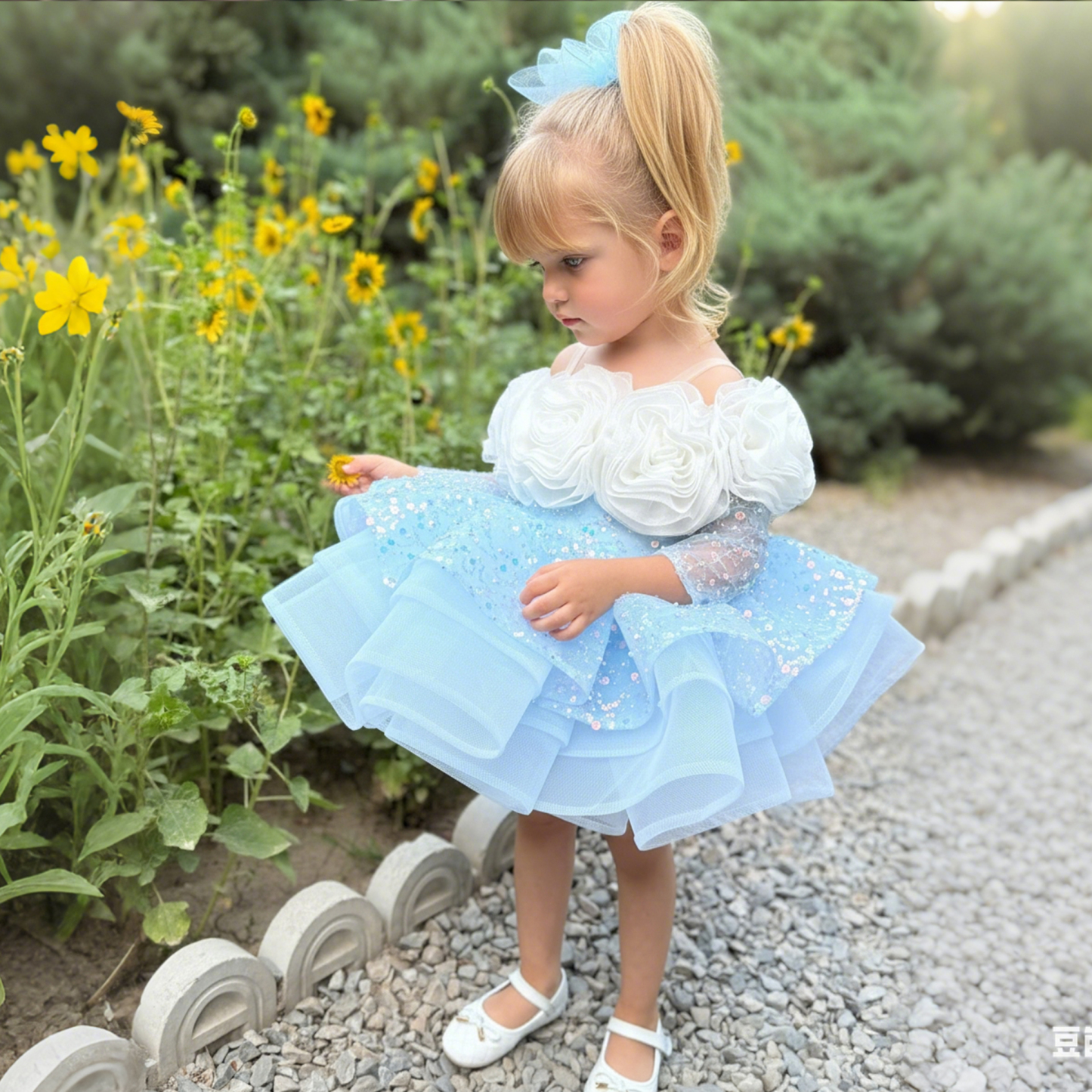 Glitter Rosette Sequins Sleeveless Midi Dresses - image 9