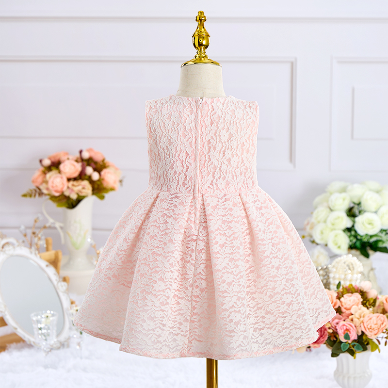 Lace Imitation Pearls Bow Sleeveless Mid-long Dresses - image 4