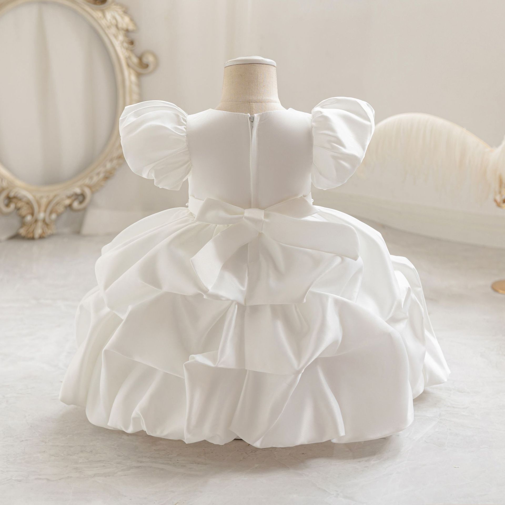 Satin Pearl Short Sleeve Midi Dresses - image 9