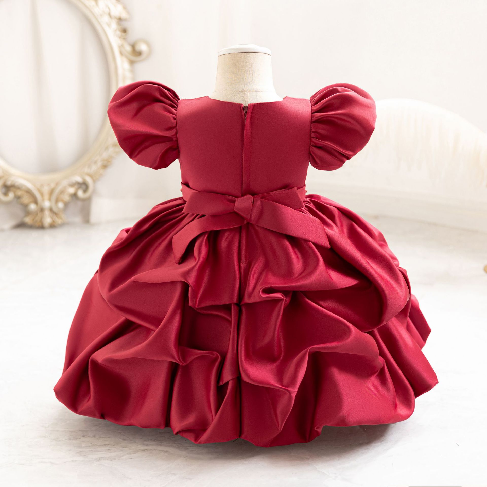 Satin Pearl Short Sleeve Midi Dresses - image 6