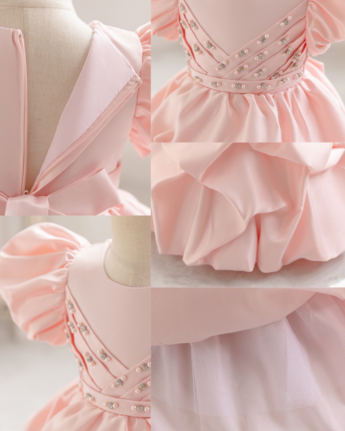 Satin Pearl Short Sleeve Midi Dresses - image 3