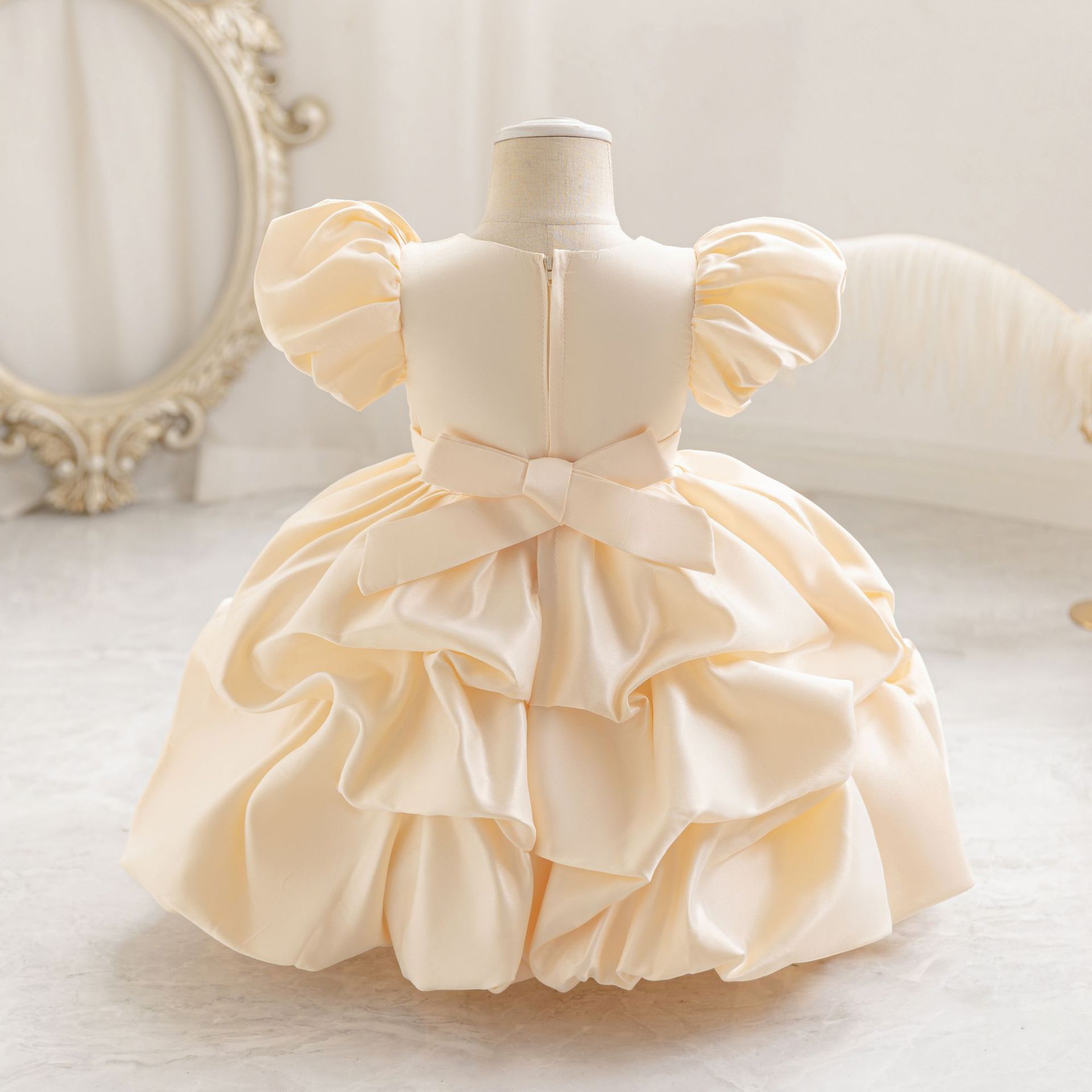 Satin Pearl Short Sleeve Midi Dresses - image 12