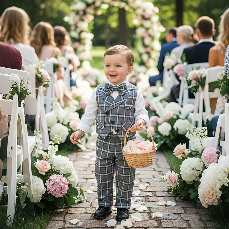 Cotton Bow Long Sleeve Regular 3-piece Formal Suit - image 2