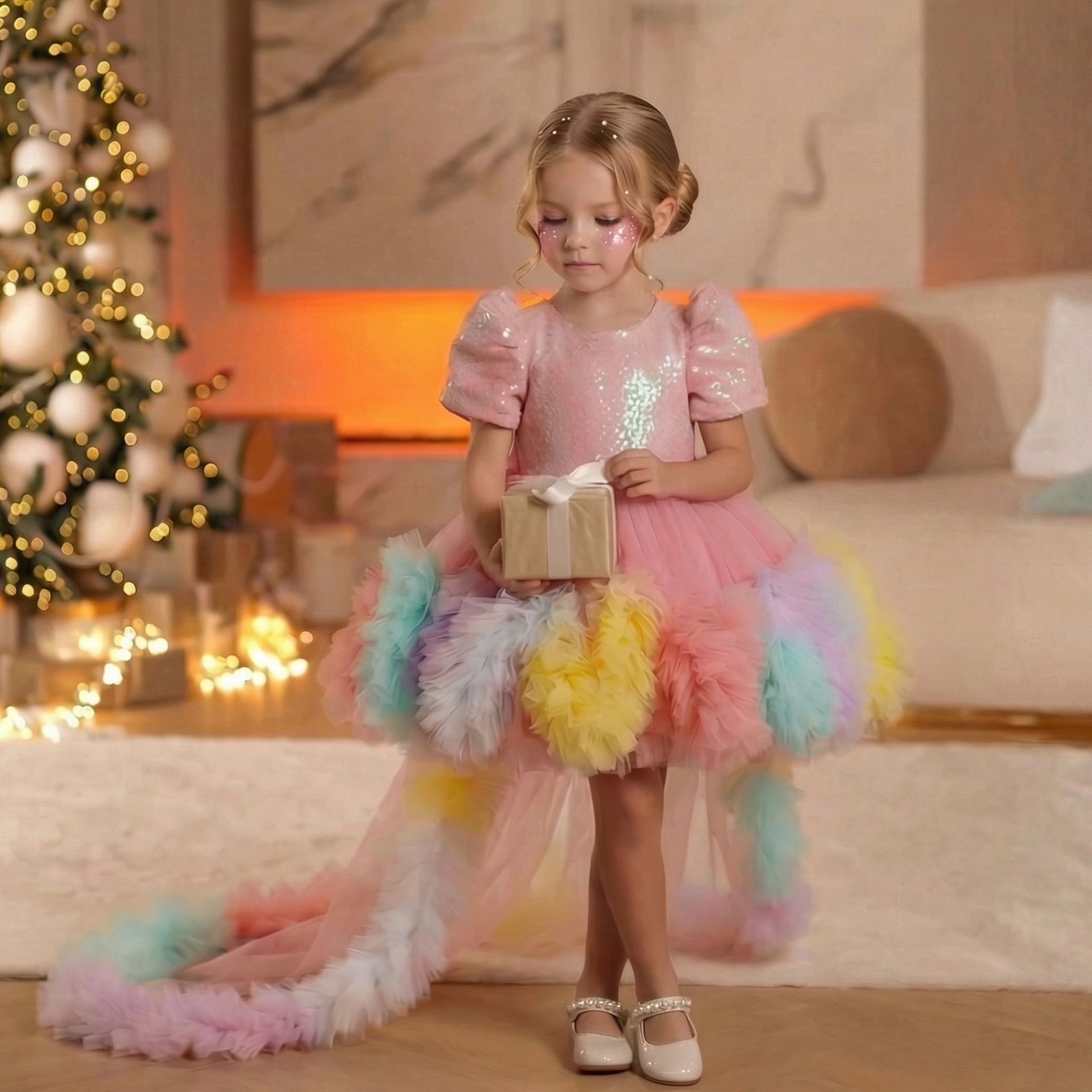 Mesh  Rosette Short Sleeve Midi Dresses - image 1