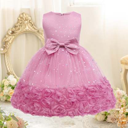 [Archive Sale] Lace Rosette Bow Sleeveless Mid-long Dresses - image 3