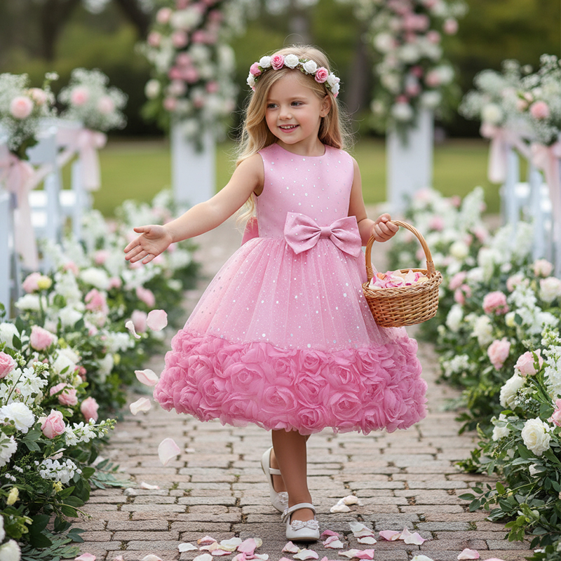 [Archive Sale] Lace Rosette Bow Sleeveless Mid-long Dresses - image 2