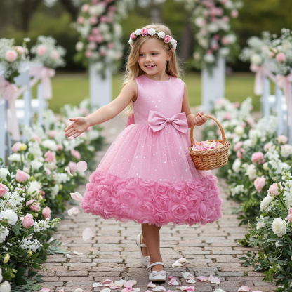 [Archive Sale] Lace Rosette Bow Sleeveless Mid-long Dresses - image 2