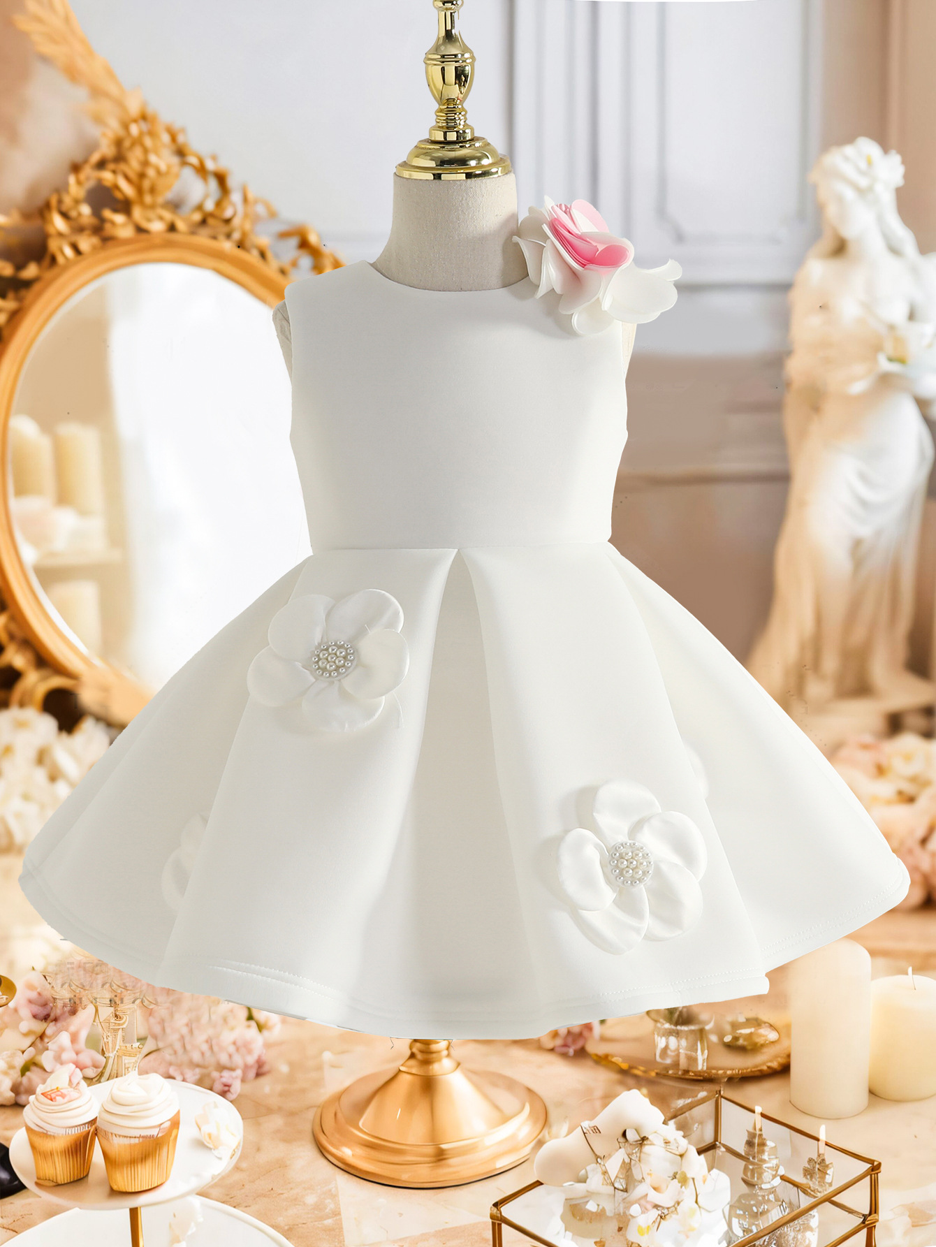 Scuba Knit Rosette Sleeveless Midi Dresses - image 2