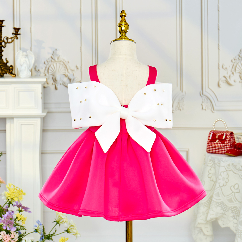 Scuba Knit Bow Short Sleeve Midi Dresses - image 5