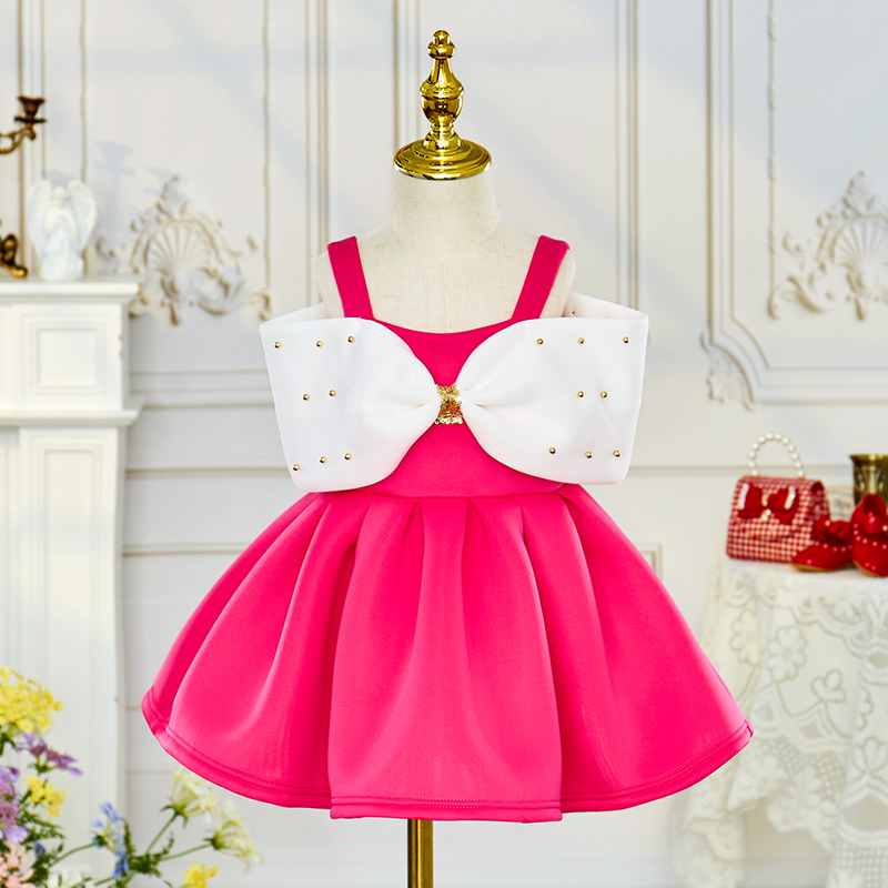 Scuba Knit Bow Short Sleeve Midi Dresses - image 3