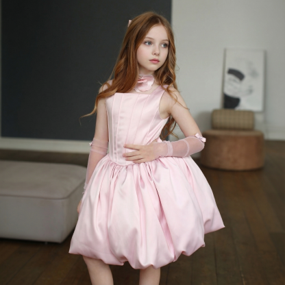 Satin Split Joint Sleeveless Midi Dresses - Pink - 15-16Y - image 2