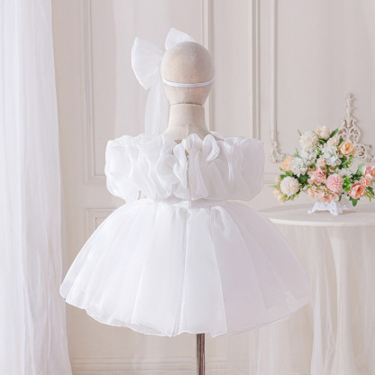 Organza Rosette Short Sleeve Midi Dresses - image 11