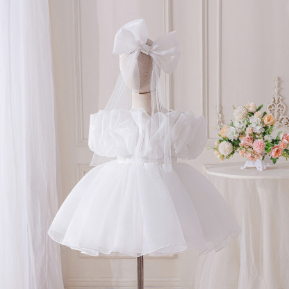 Organza Rosette Short Sleeve Midi Dresses - image 10