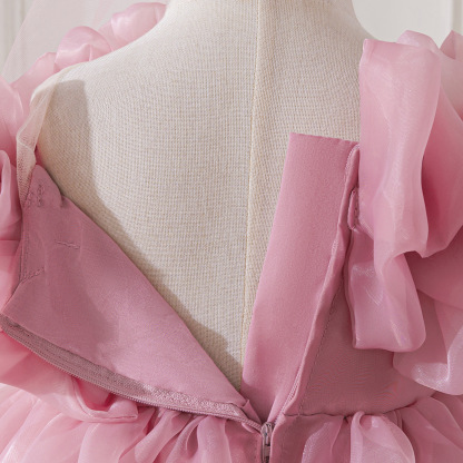 Organza Rosette Short Sleeve Midi Dresses - image 8