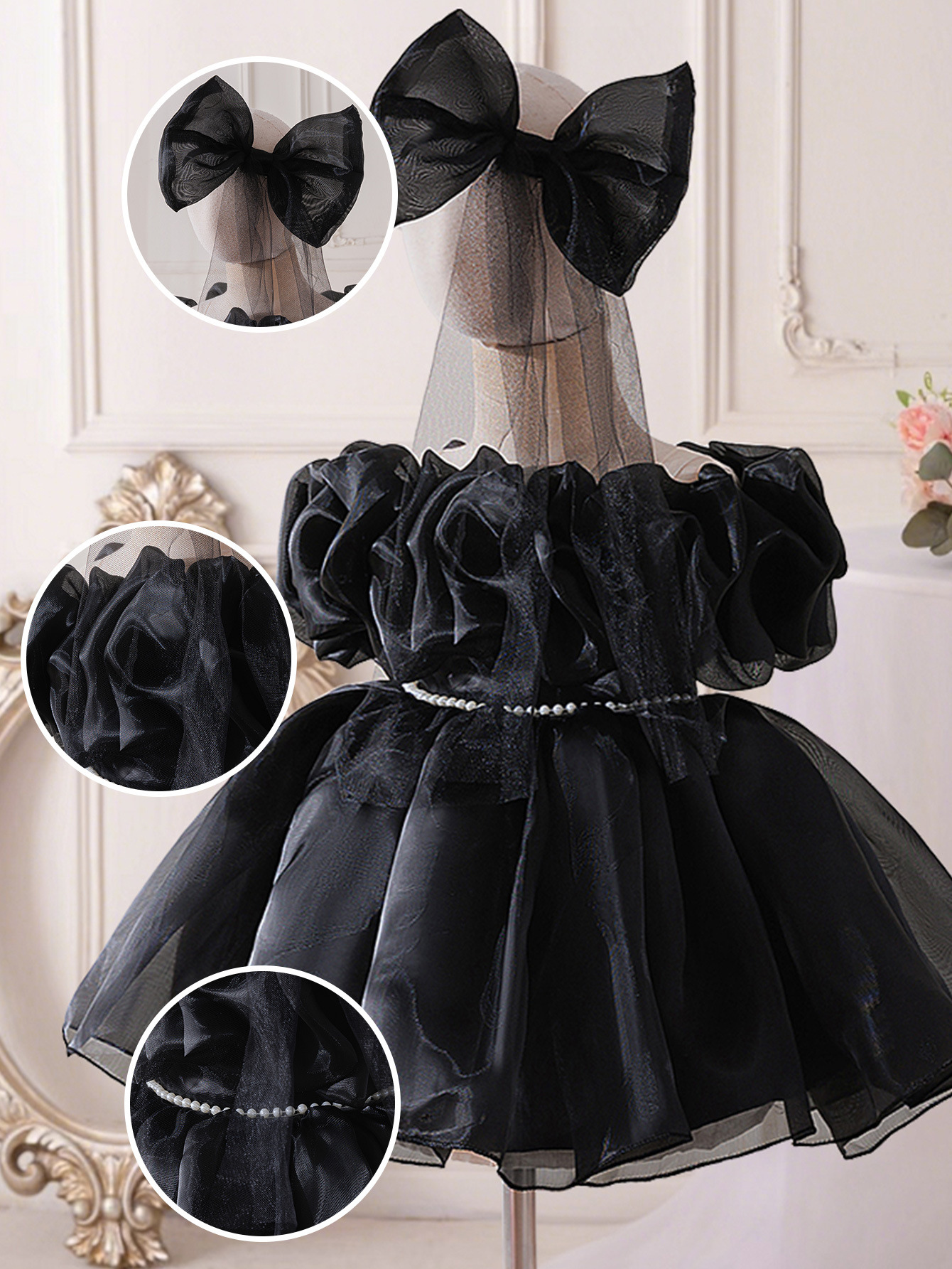 Organza Rosette Short Sleeve Midi Dresses - image 19