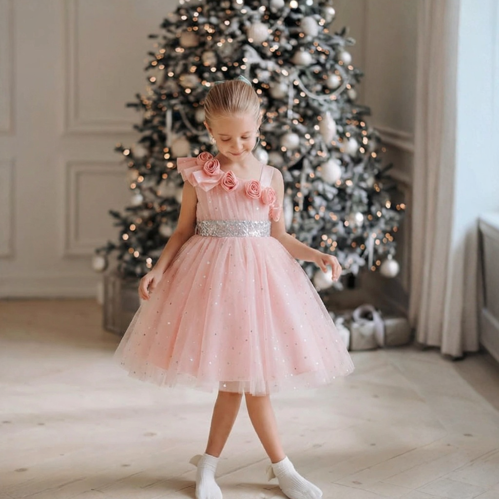 Mesh  Rosette Sleeveless Midi Dresses - image 2