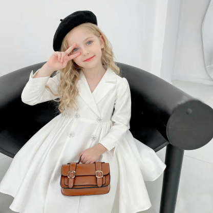 Satin Bow Long Sleeve Mid-long Dresses - image 5