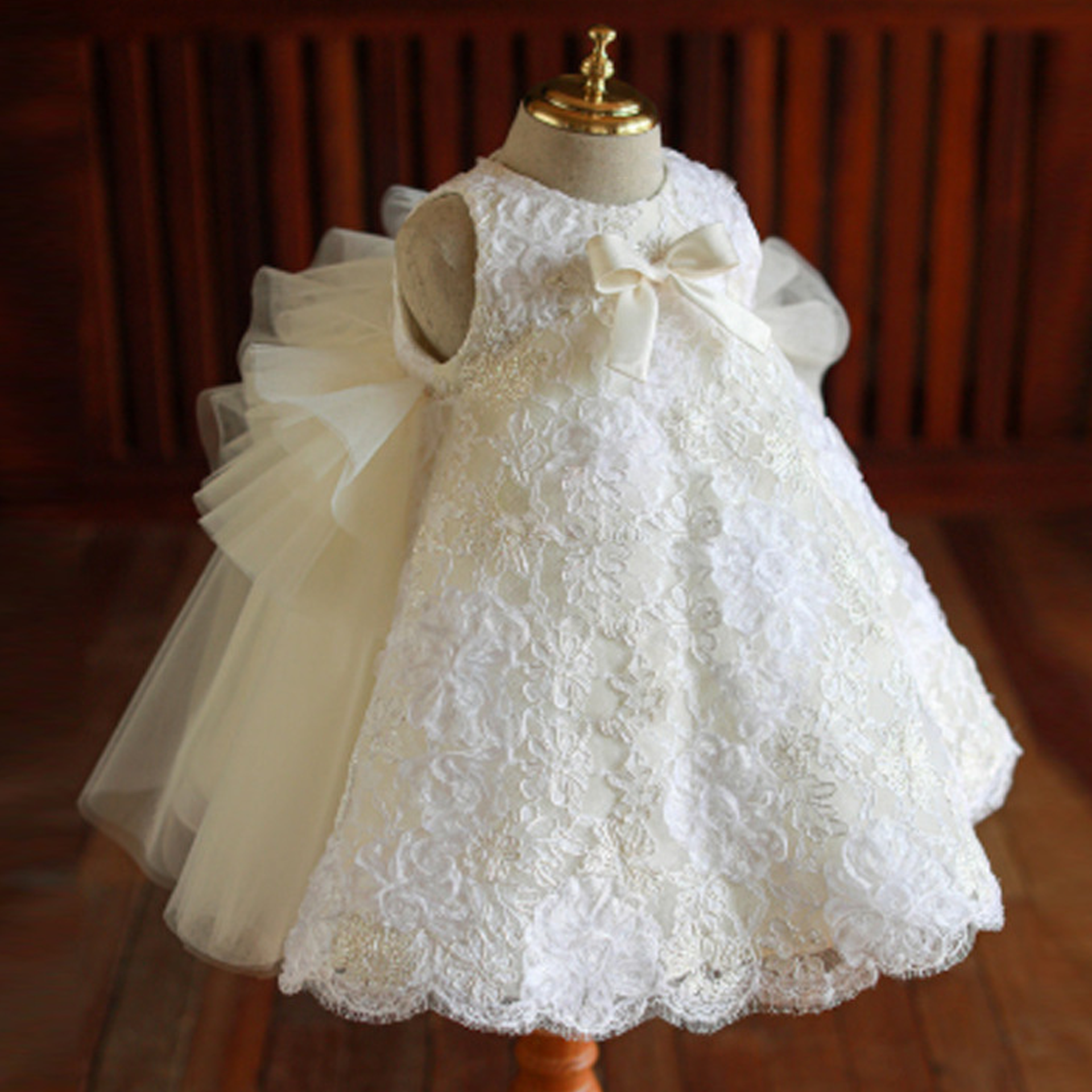 Lace Split Joint Sleeveless Midi Dresses - White - 9-11Y - image 1