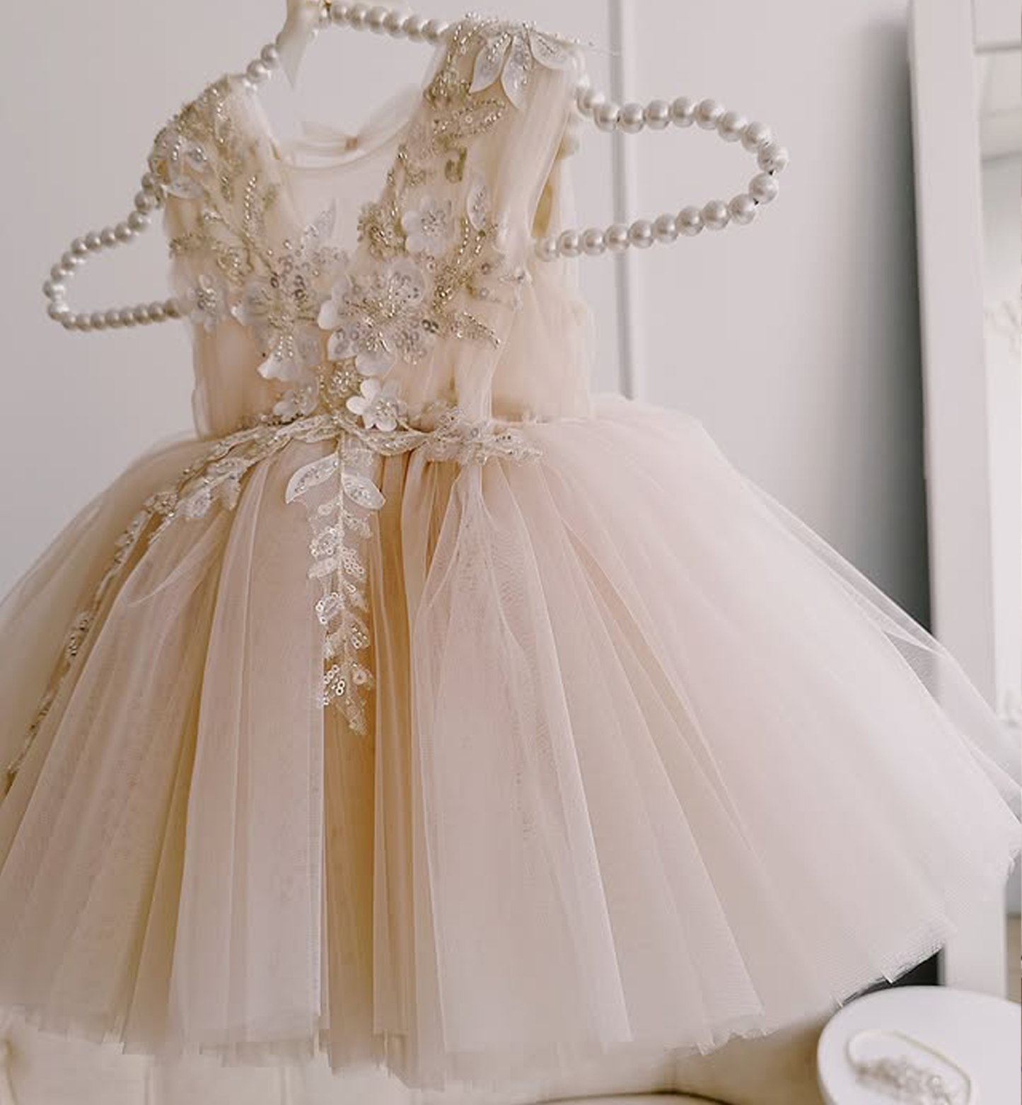 Mesh Applique Sleeveless Midi Dresses - Beige - 12-13Y - image 1