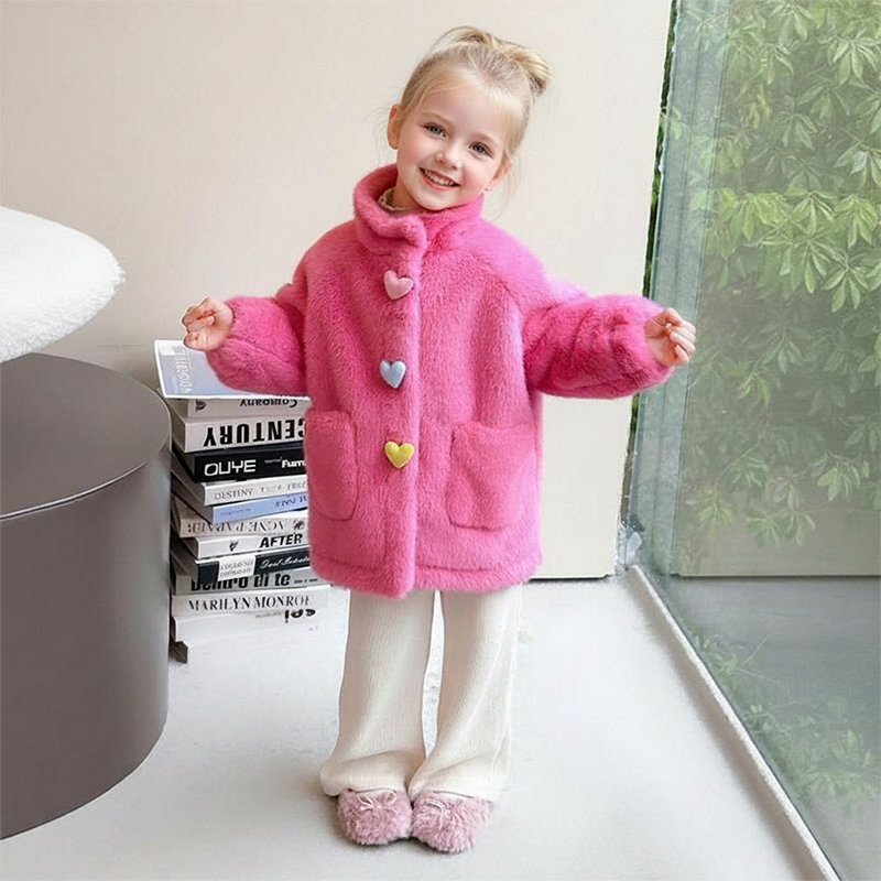 Tweed Buckle Long Sleeve Regular Outerwear - Rose - 7Y - image 2