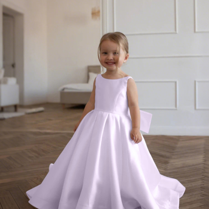 Satin Bow Sleeveless Maxi Dresses - Light Purple - 15-16Y - image 38