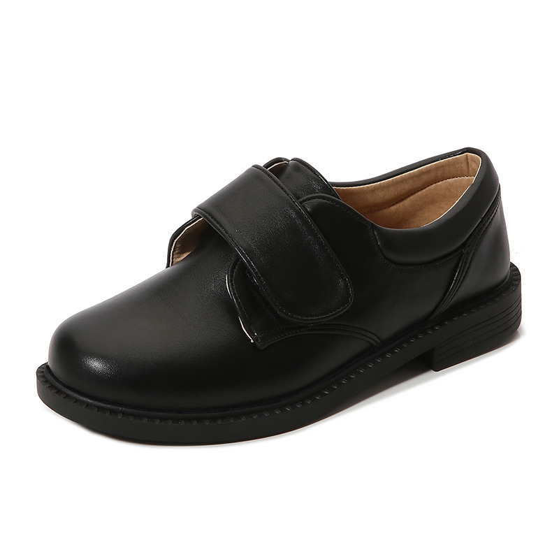 Solid Hook And Loop Round Toe Dress Shoes - Black Matte Velcro Shoes - 27.5 cm - image 19