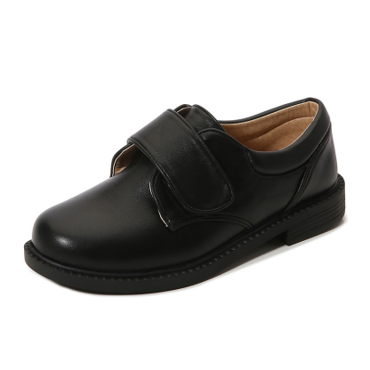 Solid Hook And Loop Round Toe Dress Shoes - Black Matte Velcro Shoes - 27.5 cm - image 19