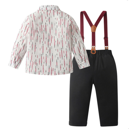 Cotton Bow Overalls Long Sleeve Regular 3-piece Formal Suit - image 3